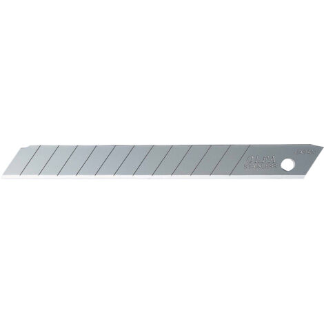 OLFA AB-10S PACK DE 10 CUCHILLAS TROCEABLES 9 MM ACERO INOXIDABLE PLATEADAS CONTENIDO 10 uds