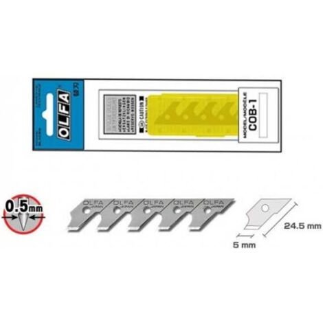 OLFA COB-1 PACK DE 15 CUCHILLAS PARA CÚTER COMPÁS 5X24,5X0,5 MM PLATEADAS