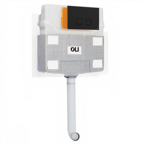 OLI 120 Plus Mechanical Mid Height Concealed Cistern and Basal Black Soft Touch Dual Flush Plate with Square Push Buttons