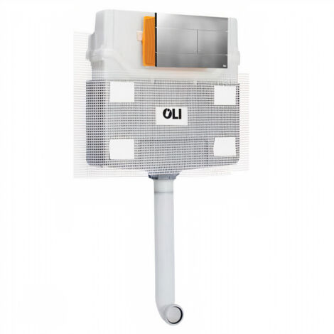 OLI 120 Plus Mechanical Mid Height Concealed Cistern and Slim Polished Chrome Dual Flush Plate with Rectangular Push Buttons