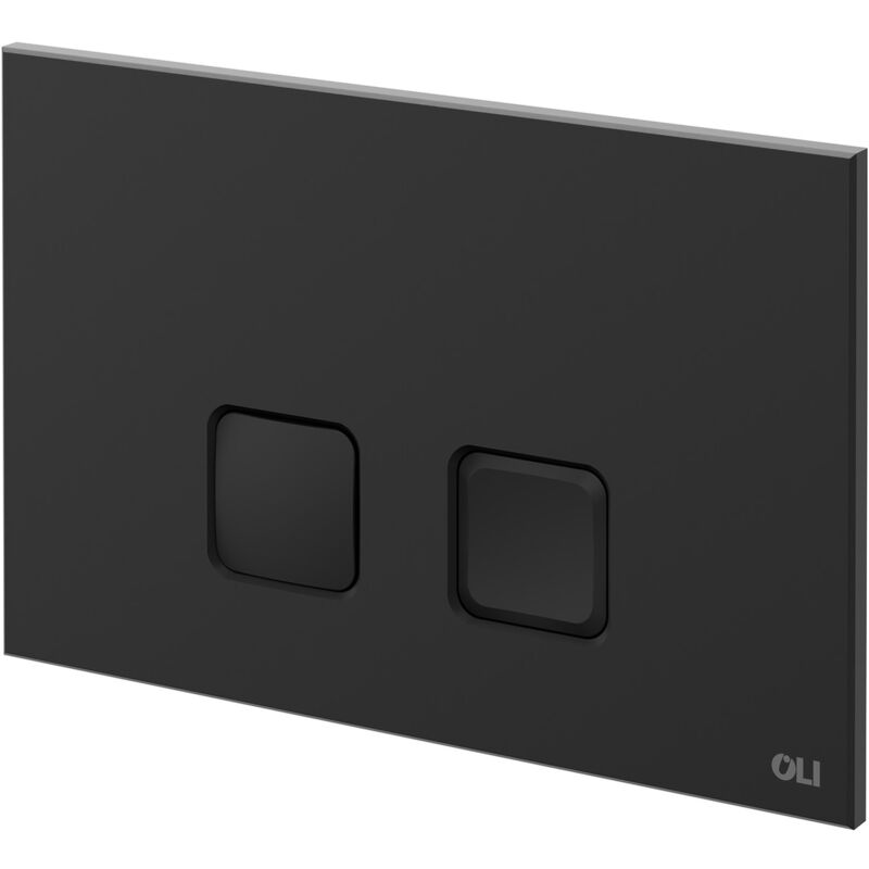 Basal Black Soft Touch 230mm Flush Plate with Square Push Buttons - Black st - OLI