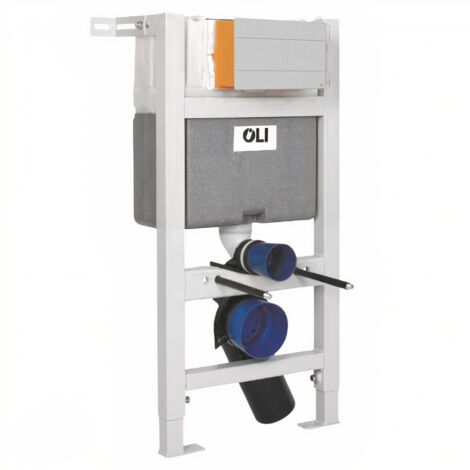 OLI Expert Plus Mechanical Low Height Concealed Cistern with Wall Frame and Slim White Dual Flush Plate with Rectangular Buttons