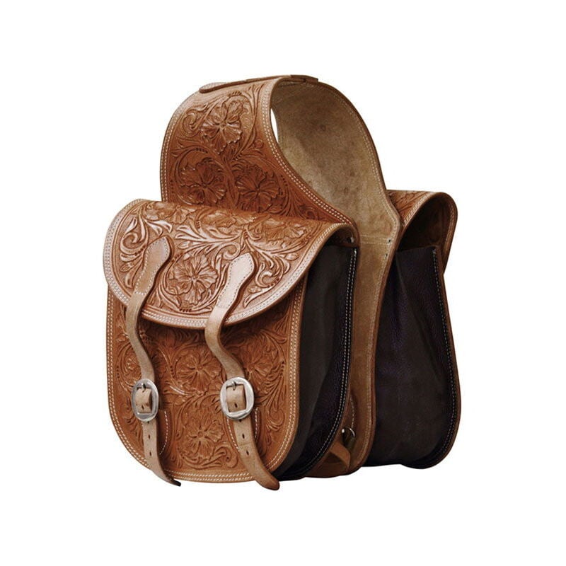 Pool's - Huile foncée - Plastron arrière en cuir avec travail des fleurs