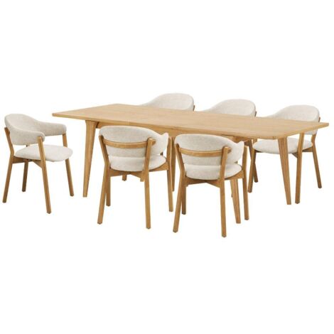 Oline Essgruppe Esstisch 6 Stühle natur, beige.