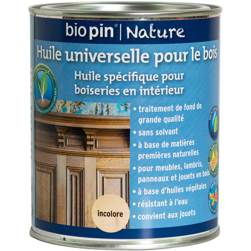 Biopin Nature - Olio per legno universale 0,75 l - Incolore