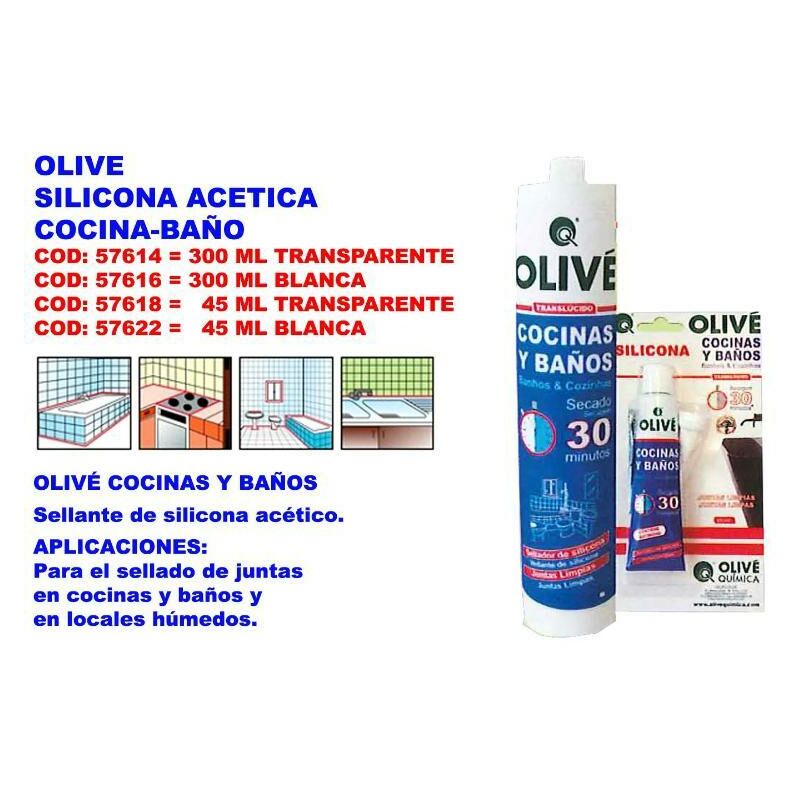 

olive silicona acetica (acida) s-11 cocina-baño transparent 45ml - Mibricotienda