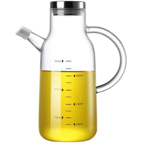Olive Oil Dispenser, High Borosilicate Glass Oil Bottle, 550ml