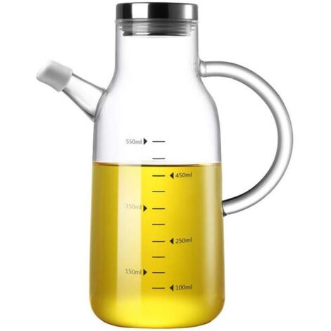 Olive Oil Dispenser, High Borosilicate Glass Oil Bottle, 550ml