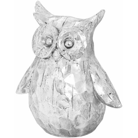 Olive The Large Silver Ceramic Owl - Decorative Ornament