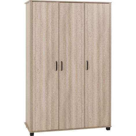 Oliver 3 Door Wardrobe - L52 x W120 x H190 cm - Light Oak Effect