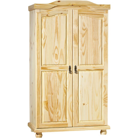 OLIVER - Armoire 2 Portes + Penderie Bois Massif Naturel