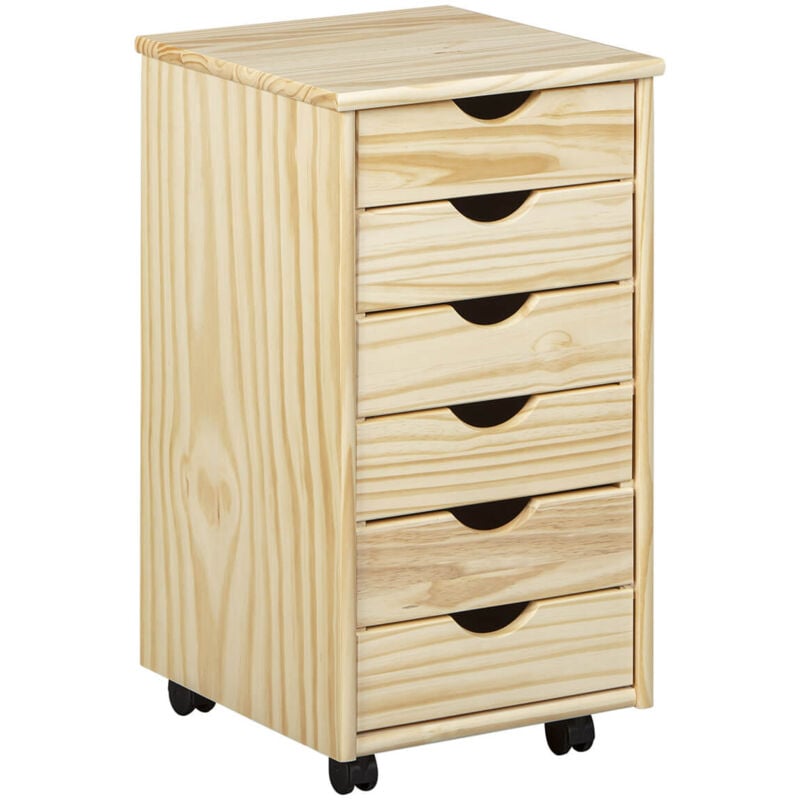 Oliver - Caisson 6 Tiroirs Bois Massif Naturel