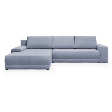 OLIVIA - Canapé d'angle convertible avec coffre tissu gris - Configuration fixe