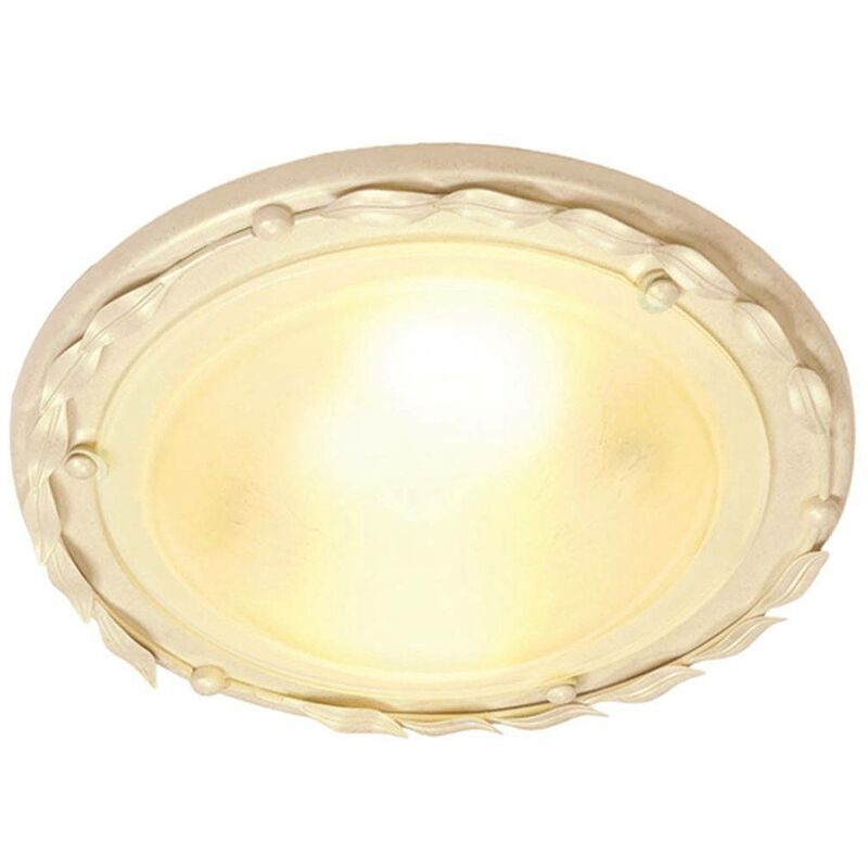 Elstead Olivia - 1 Light Flush Ceiling Light Gold, Ivory, E27