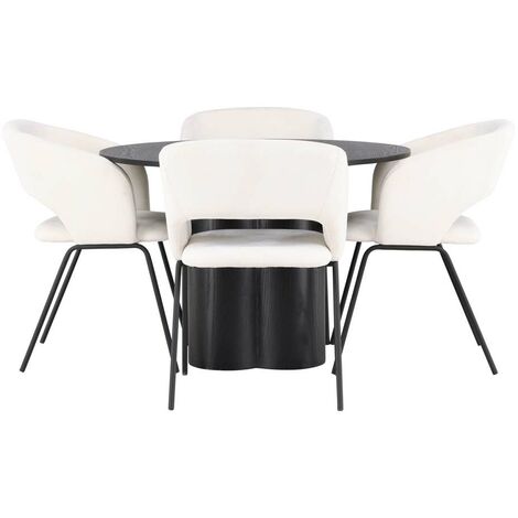 Olivia ensemble pour salle à manger table noir et 4 Day chaises offwhite.