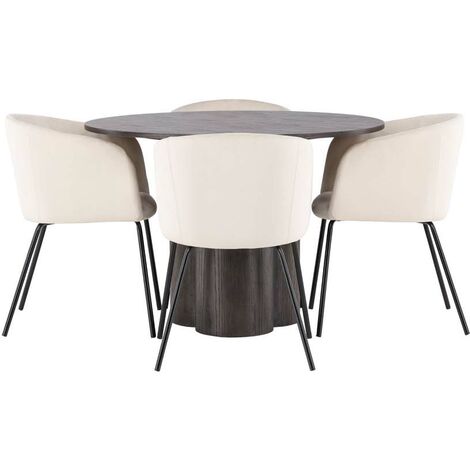 Olivia Essgruppe Tisch mocca und 4 berit Stühle beige.