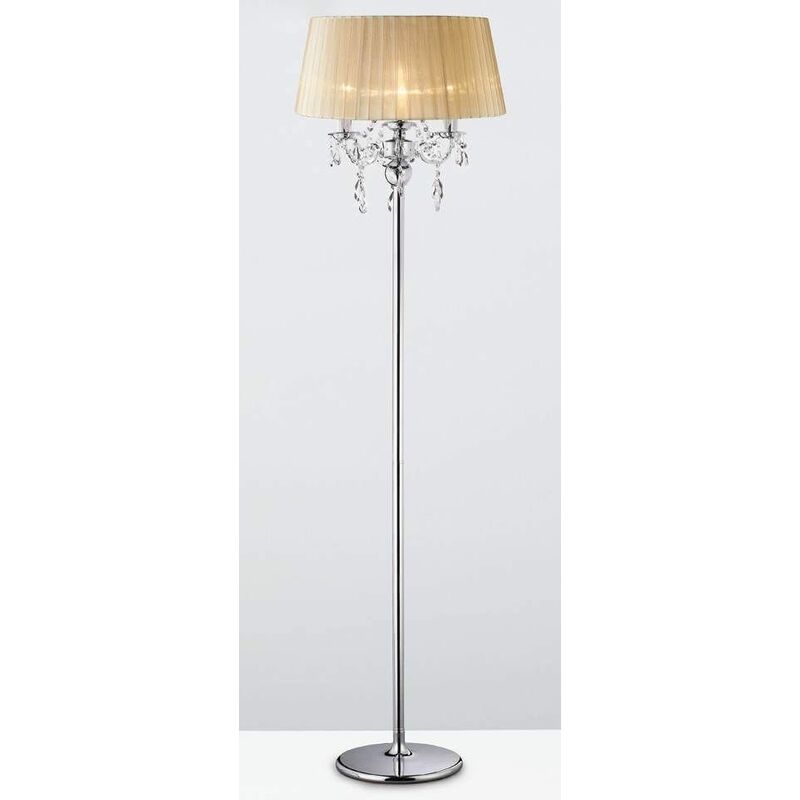09diyas - Olivia Floor Lamp with Bronze Shade 3 Polished Chrome / Crystal Bulbs
