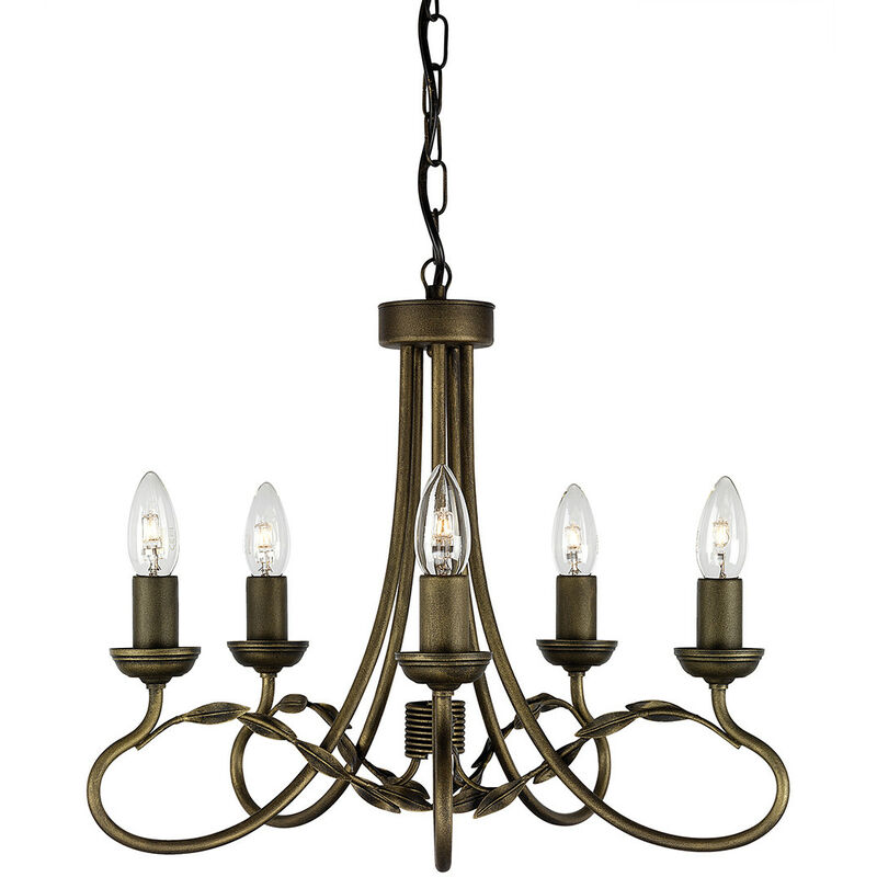 Elstead Olivia - 5 Light Chandelier Black, Gold Finish, E14