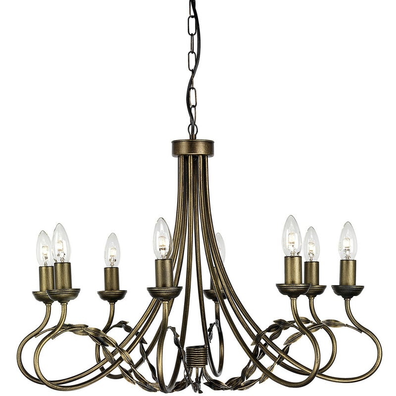 Olivia - 8 Light Chandelier Black, Gold Finish, E14 - Elstead