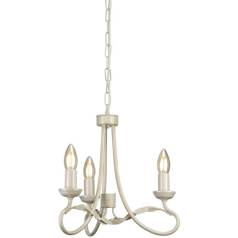 Olivia - Chandelier 3 Light Ivory, Gold Finish, E14 - Elstead