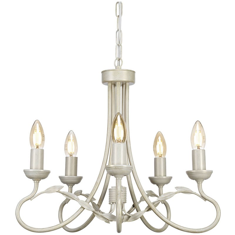 Olivia - 5 Light Chandelier Ivory, Gold Finish, E14 - Elstead