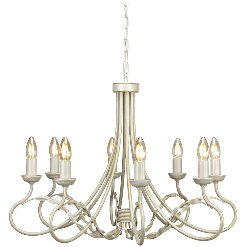 Elstead Olivia - 8 Light Chandelier Ivory, Gold Finish, E14