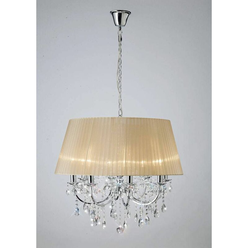 09diyas - Olivia pendant light with bronze lampshade 8 polished chrome / crystal bulbs