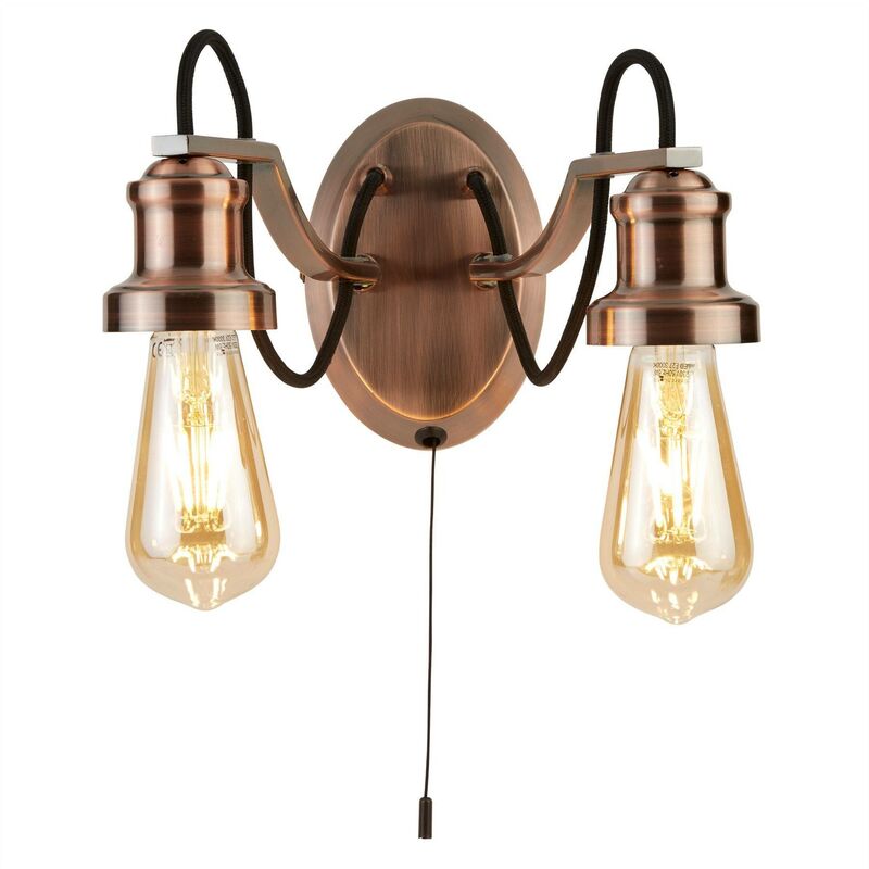 Searchlight Lighting - Searchlight Oliva - 2 Light Indoor Wall Light Black, Copper, E27