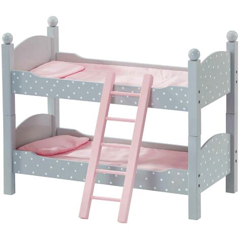 TEAMSON KIDS Olivia's Little World 18" Doll Wooden Convertible Bunk Bed with Ladder, Grey
