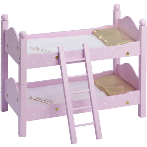 TEAMSON KIDS Olivia's Little World 18" Doll Wooden Convertible Bunk Bed with Ladder, Pink