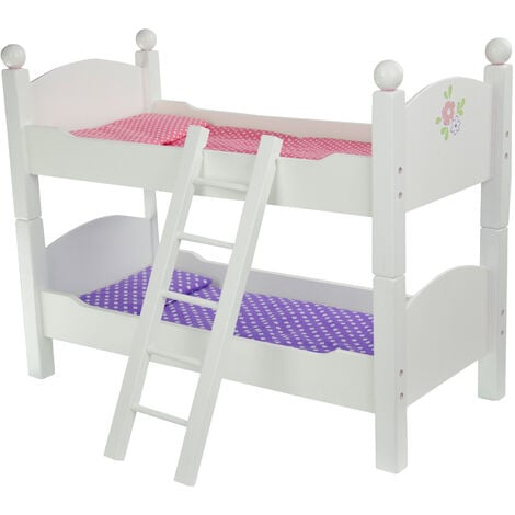 TEAMSON KIDS Olivia's Little World 18" Doll Wooden Convertible Bunk Bed with Ladder, White