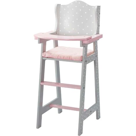 TEAMSON KIDS Olivia's Little World Little Princess Grey Polka Dot Wooden Baby Doll High Chair Doll Furniture Baby Doll Accessories TD-0098AG
