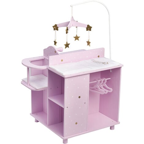 TEAMSON KIDS Olivia's Little World Twinkle Stars Princess Doll Changing Station, Lilac/White