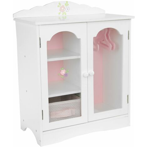 Olivia's Little World White 18 Inch Doll Closet Wardrobe Wooden Doll Furniture With 3 Doll Hangers TD-0210A