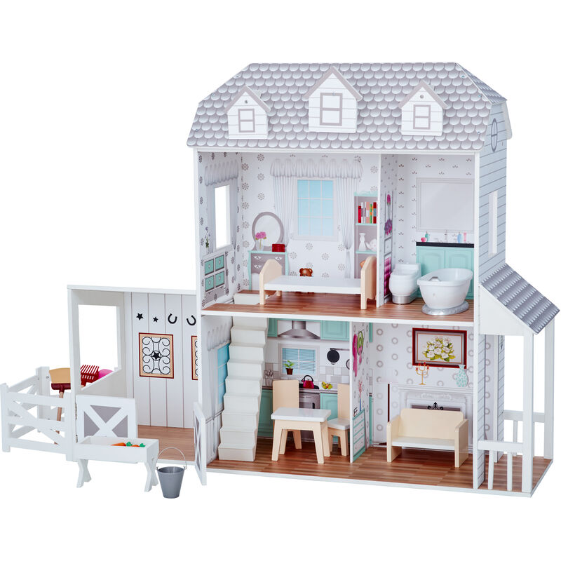 Large Dreamland Farmhouse Dolls House Wooden Doll House 2.9ft With 14 Doll Accessories TD-12901A - Olivia's Little World