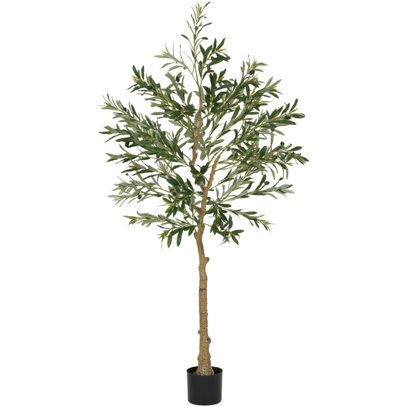 Olivier artificiel 150 cm - HOMCOM - plante artificielle intérieur - fausse plante décoration pour maison, bureau, salon, chambre