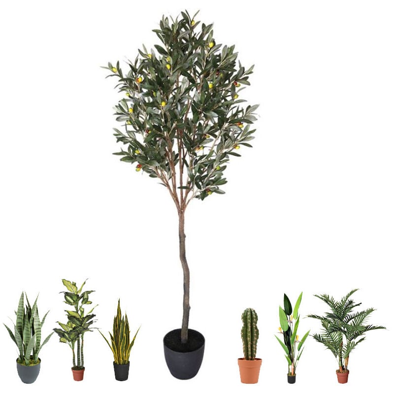Suinga - Olivier Artificiel 150cm avec pot Plante Artificielle en plastique pour décoration de jardin intérieur et extérieur
