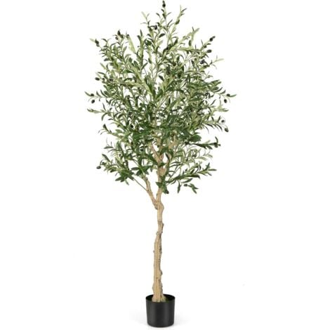 LUNSY Olivier Artificiel 210cm en Pot Fausse Plante Verte Décoration pour Intérieur Extérieur Maison Chambre Salon Balcon Cour Jardin