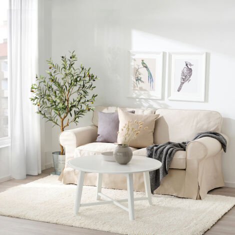 Olivier artificiel de 1,30 m (130 cm) de haut, imitation soie, pour décoration de maison, bureau, salon, intérieur, faux arbre en pot avec tronc en bois naturel et fruits réalistes, lot de 2
