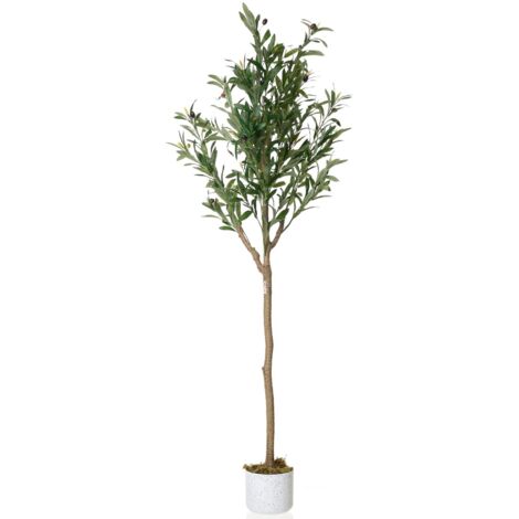 Olivier artificiel Garvee 150 cm 22 olives jardinière blanche décoration salon maison bureau