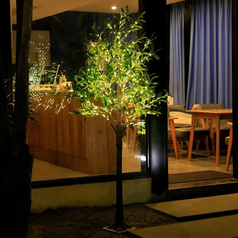 Olivier illuminé led 60cm 31 led Blanc Chaud,Arbre Lumineux led usb avec Feuilles et télécommande, Plantes Vertes artificielles led avec lumières