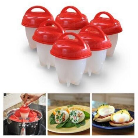 Olla a presión antiadherente de silicona para cocinar huevos (paquete de 6), sin cáscara, sin BPA, apta para el hogar y restaurantes,