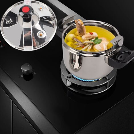 Olla a presión de acero inoxidable con doble fondo, 15 l, 32 cm, antiexplosiva, universal para cocinas de gas e inducción.