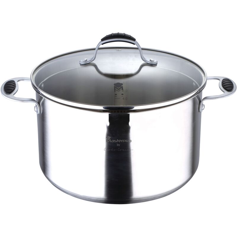 

Olla alta 26x15.5cm 8l acero inoxidable, inducción, con tapta de vidrio, Masterpro