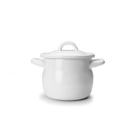 OLLA BOMBADA MINI CON TAPA BLANCA 12 CM - IBILI