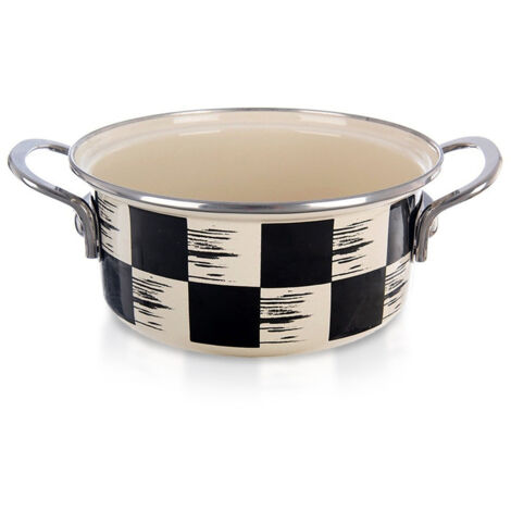 Olla esmaltada con diseño de tablero de ajedrez, 18 cm, 1,5 l