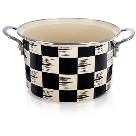Olla esmaltada con diseño de tablero de ajedrez, 20 cm, 3 l