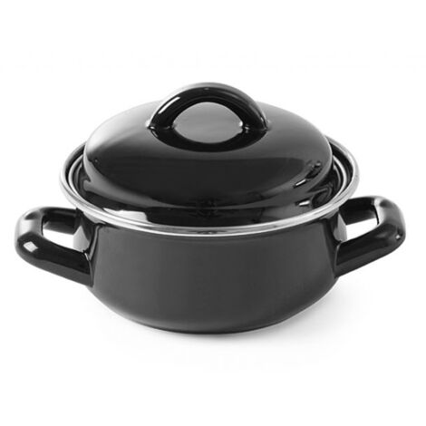 Olla para sopa y salsa con tapa, negra, 0,6 l - Hendi 625705