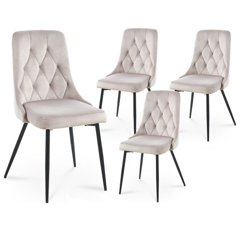 Deco In Paris - olvea - Lot de 4 chaises design en velours beige olvea