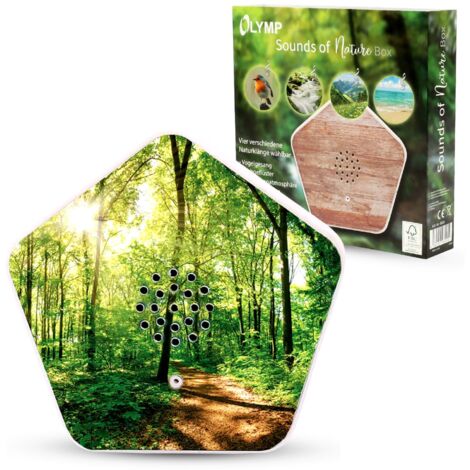 OLYMP Sounds of Nature Box  Sonidos Naturales para relajación y Tranquilidad  Soundbox con Canto de pájaros, susurro de Arroyos, prados de montaña, Sonido del mar  Caja de música con Sensor de